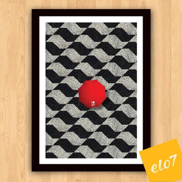 Quadro Pôster A3 c/ Moldura I Love Sp Guarda Chuva 30x42cm