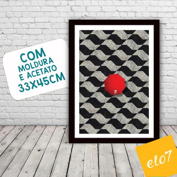 Quadro Pôster A3 c/ Moldura I Love Sp Guarda Chuva 30x42cm