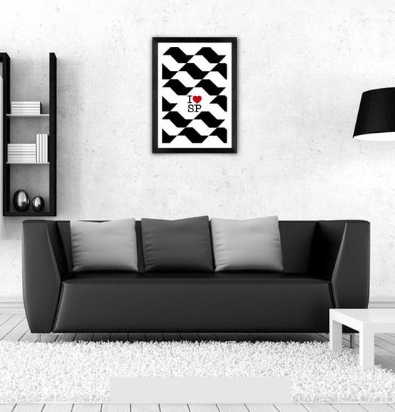 Quadro Pôster A3 c/ Moldura I Love Sp Mapa 30x42cm