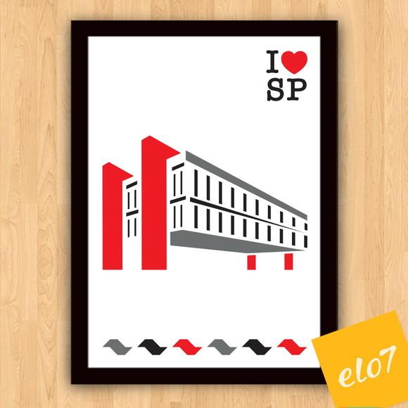 Quadro Pôster A3 c/ Moldura I Love Sp Masp 30x42cm