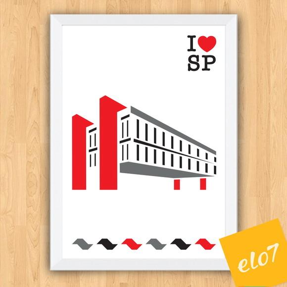 Quadro Pôster A3 c/ Moldura I Love Sp Masp 30x42cm
