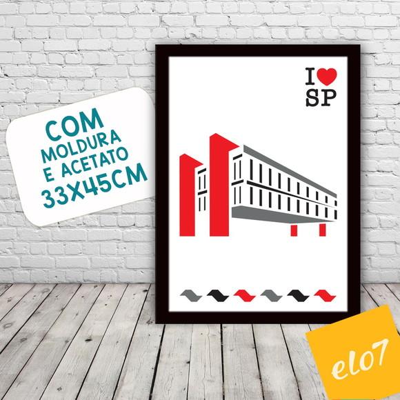 Quadro Pôster A3 c/ Moldura I Love Sp Masp 30x42cm