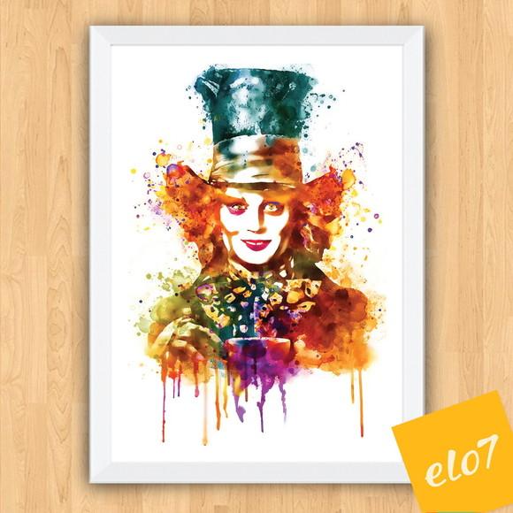 Quadro Pôster A3 c/ Moldura Jonny Depp Pop Art 30x42cm