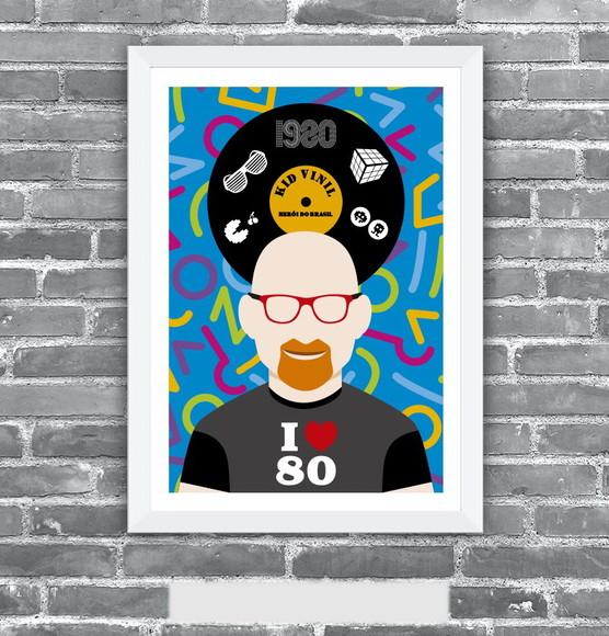 Quadro Pôster A3 c/ Moldura Kid Vinil 80 Pop Art 30x42cm