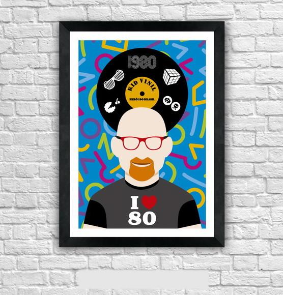 Quadro Pôster A3 c/ Moldura Kid Vinil 80 Pop Art 30x42cm