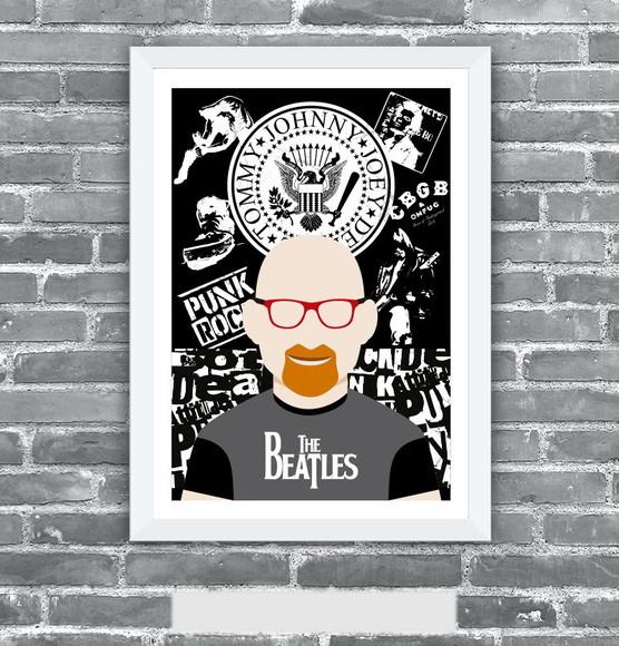 Quadro Pôster A3 c/ Moldura Kid Vinil Rock Pop Art 30x42cm