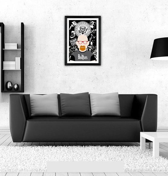 Quadro Pôster A3 c/ Moldura Kid Vinil Rock Pop Art 30x42cm