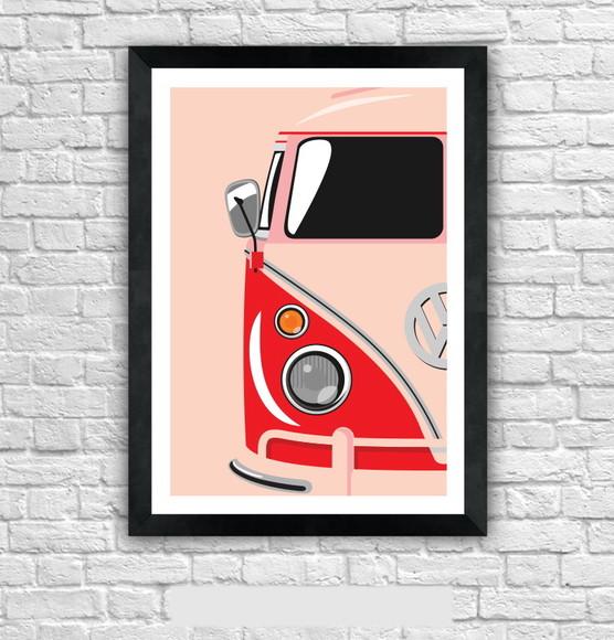 Quadro Pôster A3 c/ Moldura Kombi Vermelha 30x42cm