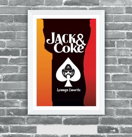 Quadro Pôster A3 c/ Moldura Lemmy Jack And Coke 30x42cm
