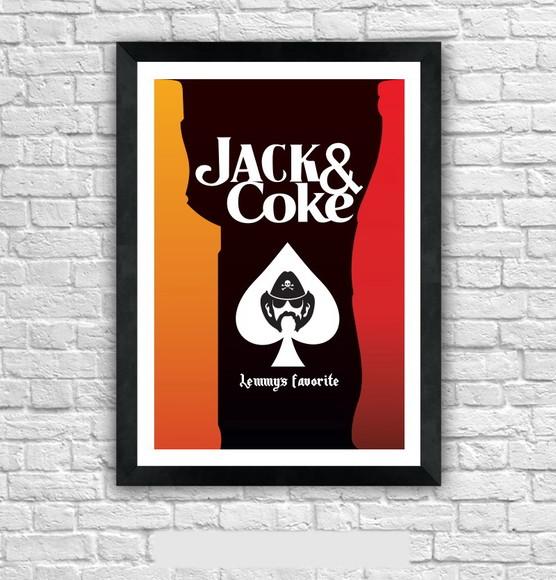 Quadro Pôster A3 c/ Moldura Lemmy Jack And Coke 30x42cm