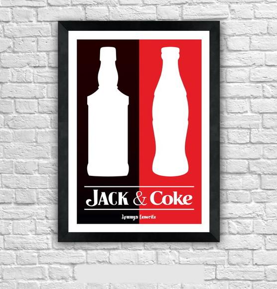 Quadro Pôster A3 c/ Moldura Lemmy Jack And Coke 30x42cm