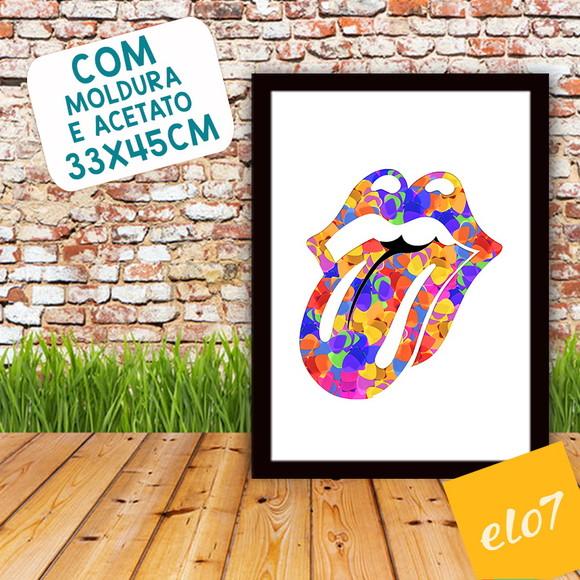 Quadro Pôster A3 c/ Moldura Lingua Palhetas Pop Art 30x42cm