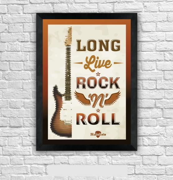 Quadro Pôster A3 c/ Moldura Long Live Rocknroll 30x42cm