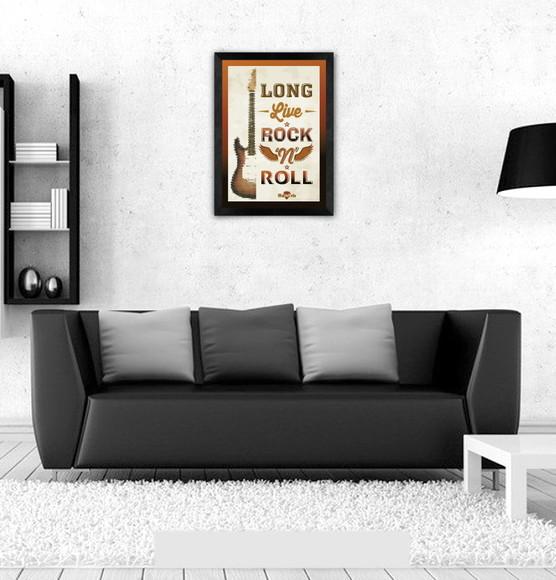 Quadro Pôster A3 c/ Moldura Long Live Rocknroll 30x42cm
