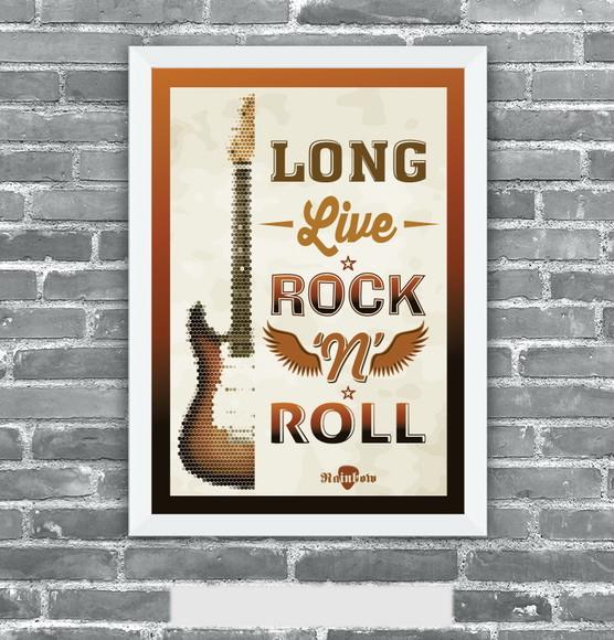 Quadro Pôster A3 c/ Moldura Long Live Rocknroll 30x42cm