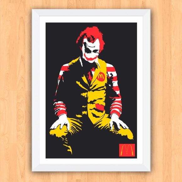 Quadro Pôster A3 c/ Moldura Mac Joker Pop Art 30x42cm