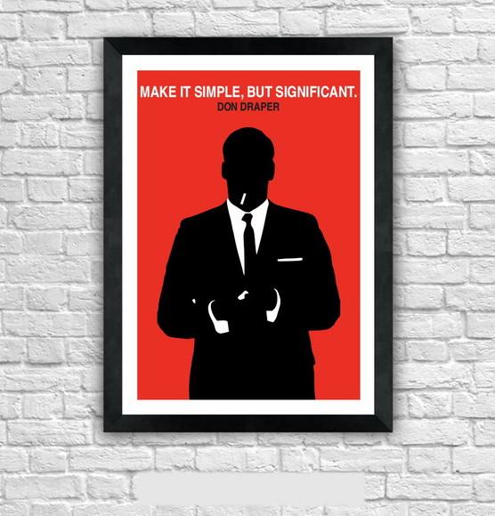 Quadro Pôster A3 c/ Moldura Mad Men Make It Simple 30x42cm
