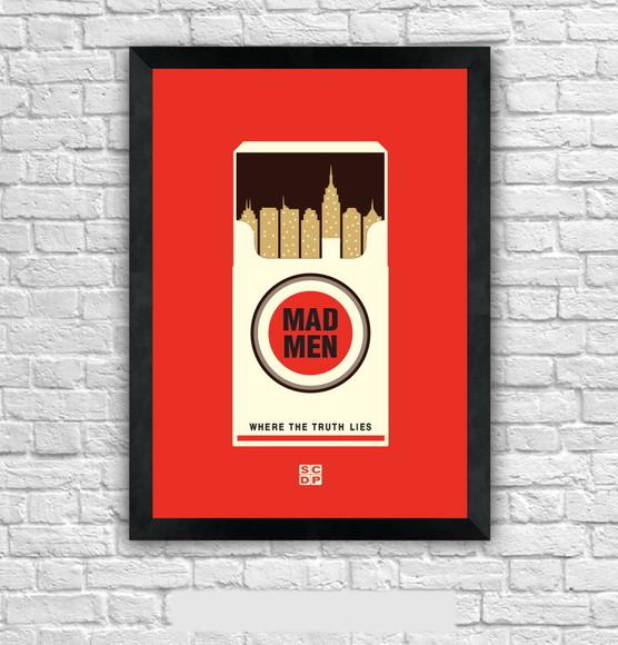 Quadro Pôster A3 c/ Moldura Mad Men Lucky Pack - 30x42cm