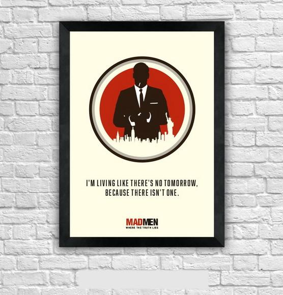 Quadro Pôster A3 c/ Moldura Mad Men no Tomorrow 30x42cm