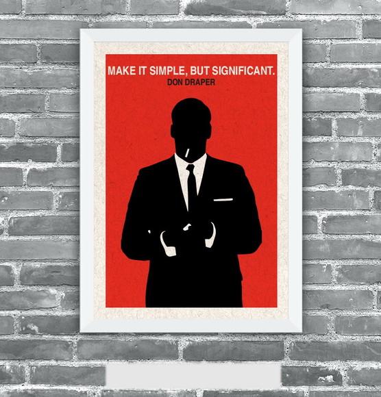 Quadro Pôster A3 c/ Moldura Mad Men Make It Simple 30x42cm