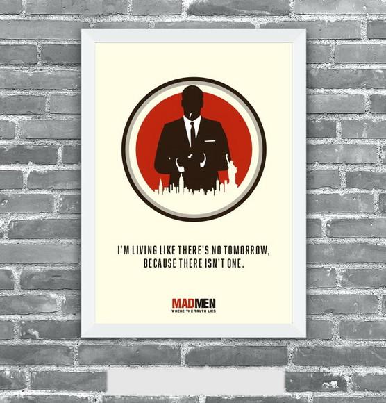 Quadro Pôster A3 c/ Moldura Mad Men no Tomorrow 30x42cm