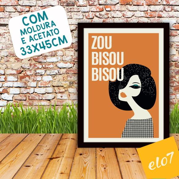 Quadro Pôster A3 c/ Moldura Mad Men Zou Bisou - 30x42cm
