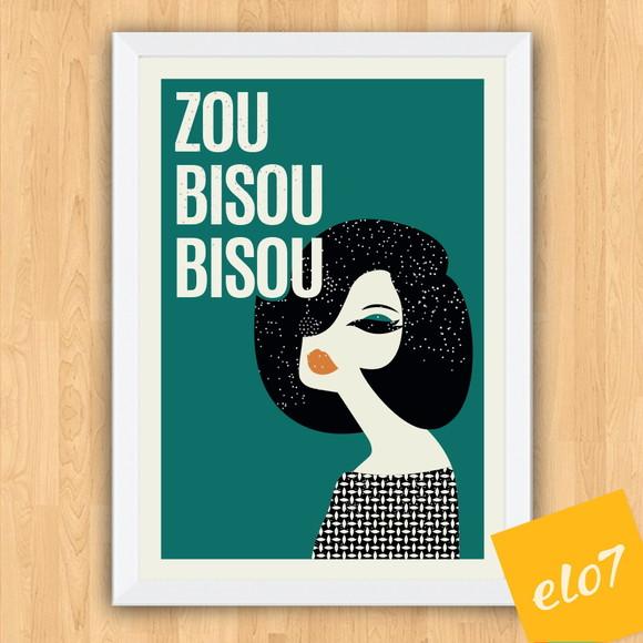 Quadro Pôster A3 c/ Moldura Mad Men Zou Bisou - 30x42cm