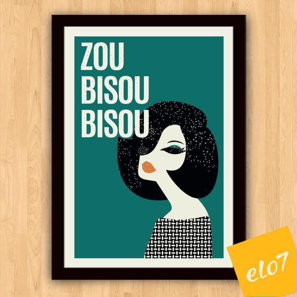Quadro Pôster A3 c/ Moldura Mad Men Zou Bisou - 30x42cm