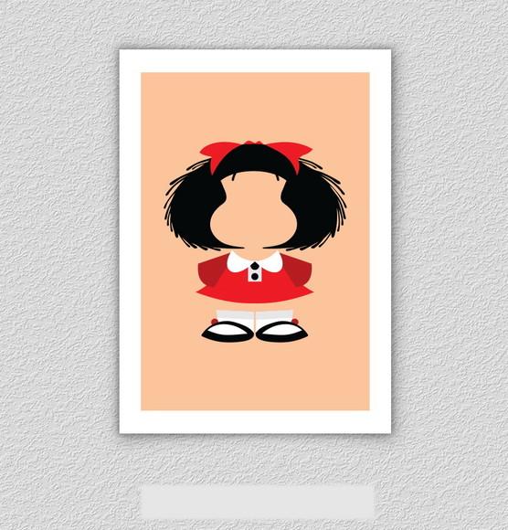 Quadro Pôster A3 c/ Moldura Mafalda Pop Art 30x42cm