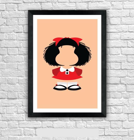 Quadro Pôster A3 c/ Moldura Mafalda Pop Art 30x42cm