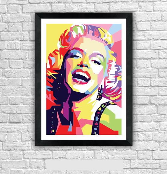 Quadro Pôster A3 c/ Moldura Marilyn Monroe Pop Art 30x42cm