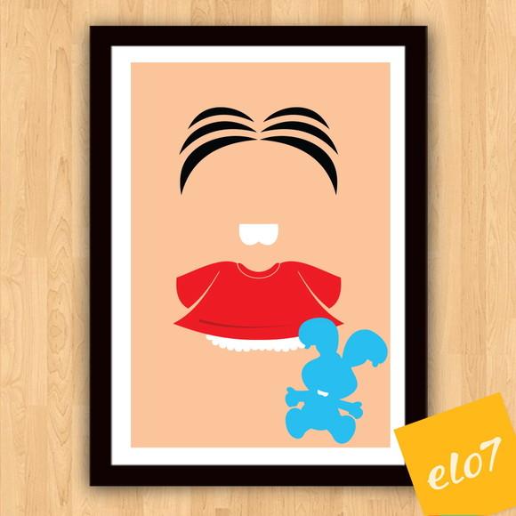 Quadro Pôster A3 c/ Moldura Monica Pop Art 30x42cm