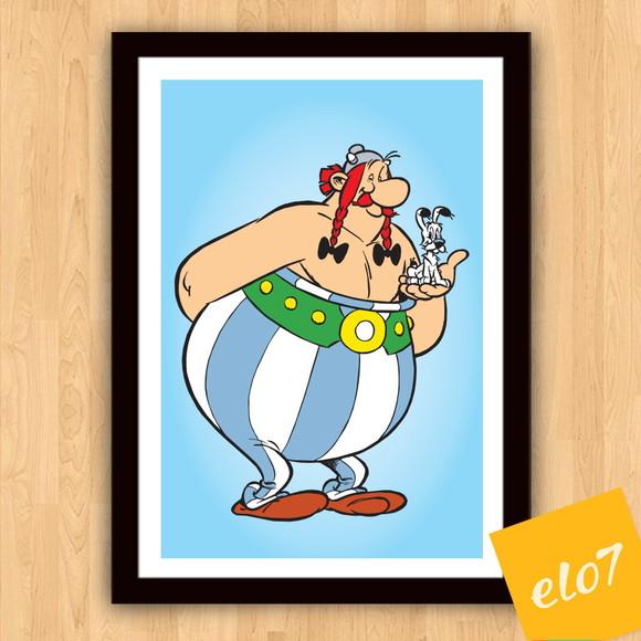 Quadro Pôster A3 c/ Moldura Obelix e Ideafix 30x42cm