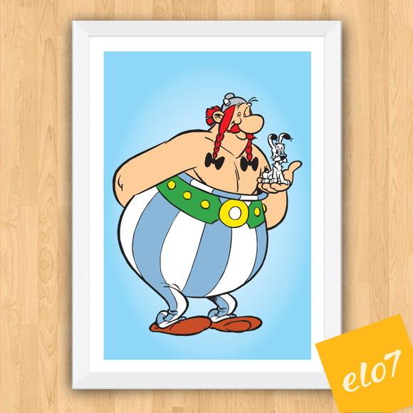 Quadro Pôster A3 c/ Moldura Obelix e Ideafix 30x42cm