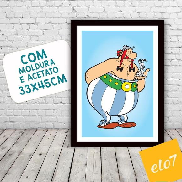 Quadro Pôster A3 c/ Moldura Obelix e Ideafix 30x42cm