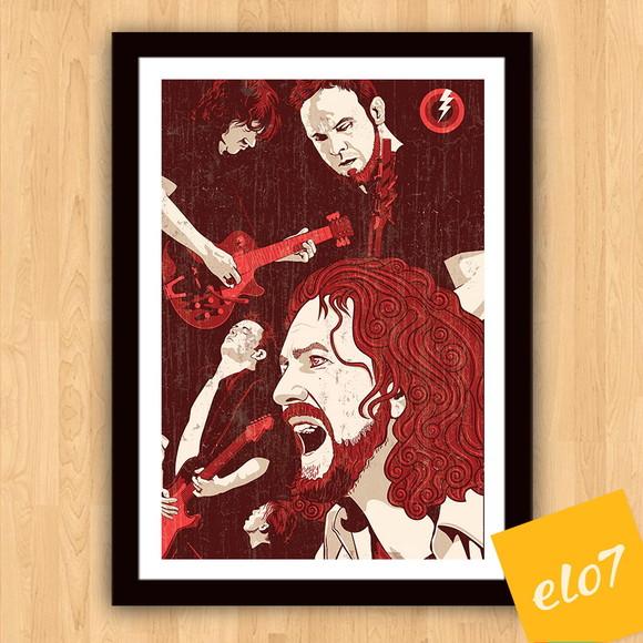 Quadro Pôster A3 c/ Moldura Pearl Jam Faces 30x42cm