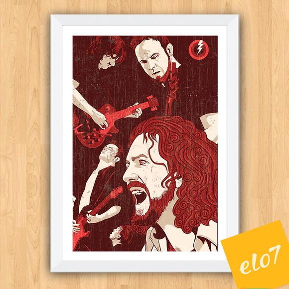 Quadro Pôster A3 c/ Moldura Pearl Jam Faces 30x42cm
