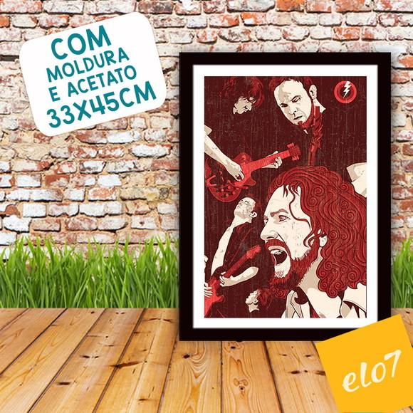 Quadro Pôster A3 c/ Moldura Pearl Jam Faces 30x42cm