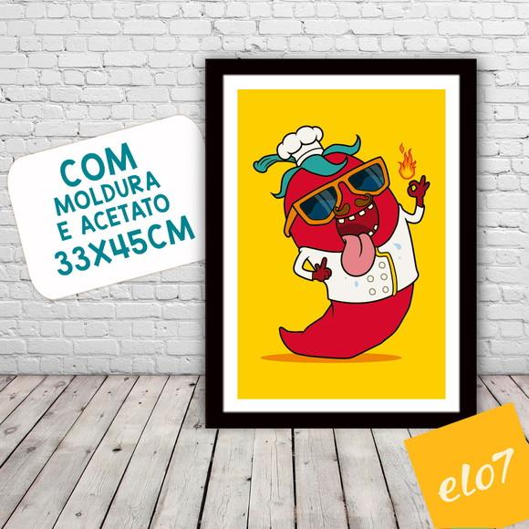 Quadro Pôster A3 c/ Moldura Pimenta Chef 30x42cm