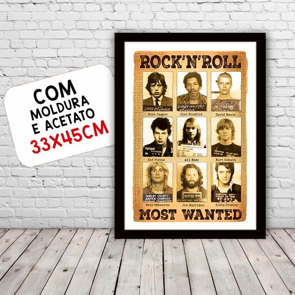 Quadro Pôster A3 c/ Moldura Procurados do Rock 30x42cm