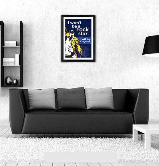 Quadro Pôster A3 c/ Moldura Queen Rockstar 30x42cm