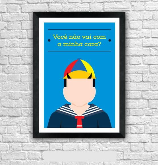 Quadro Pôster A3 c/ Moldura Quico Chaves Frase - 30x42cm