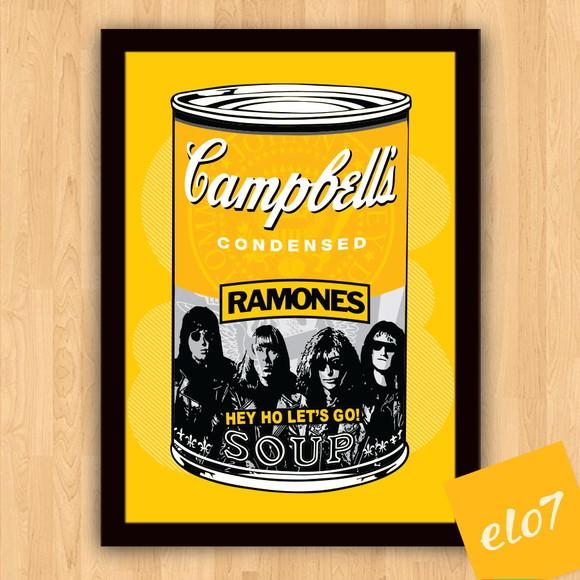 Quadro Pôster A3 c/ Moldura Ramones Campbell´s 30x42cm