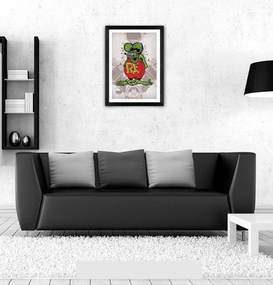 Quadro Pôster A3 c/ Moldura Rat Fink 30x42cm
