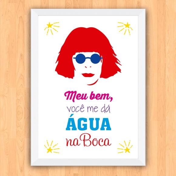 Quadro Pôster A3 c/ Moldura Rita Lee Agua na Boca 30x42cm
