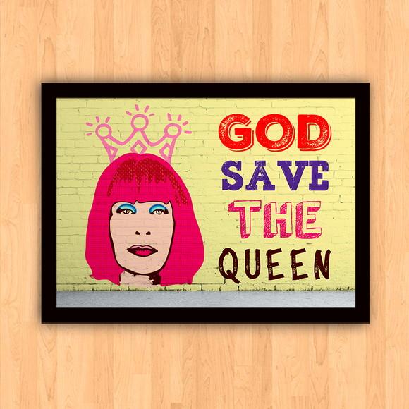 Quadro Pôster A3 c/ Moldura Rita Lee God Save 30x42cm