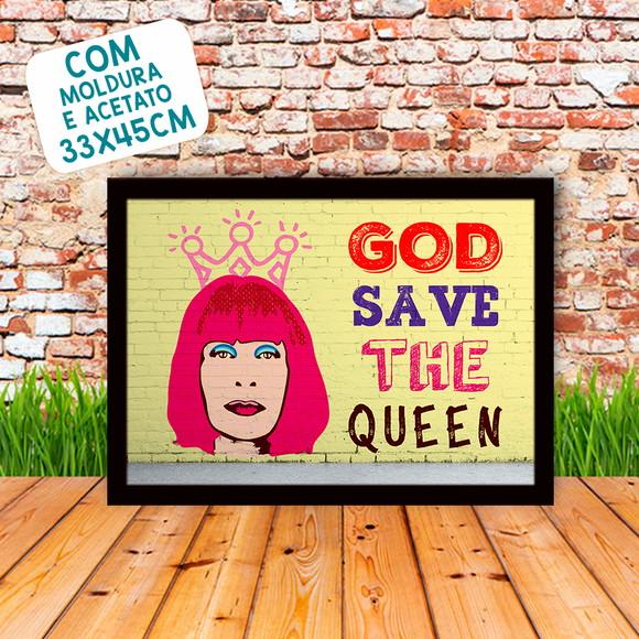 Quadro Pôster A3 c/ Moldura Rita Lee God Save 30x42cm