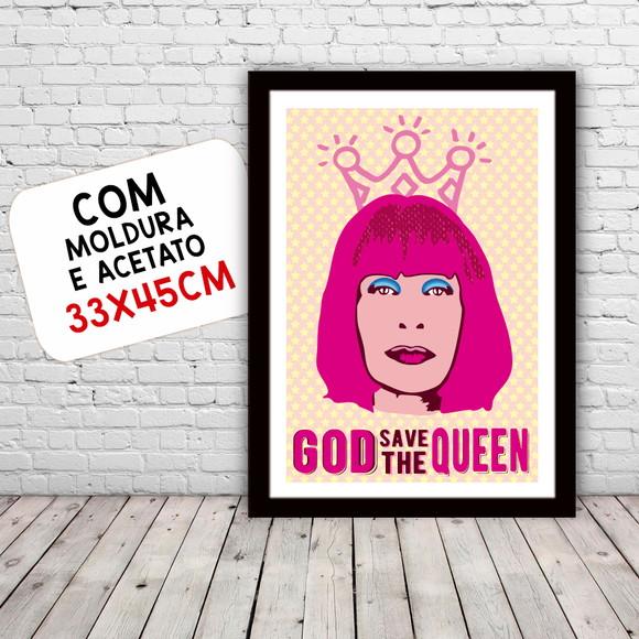 Quadro Pôster A3 c/ Moldura Rita Lee God Save 30x42cm
