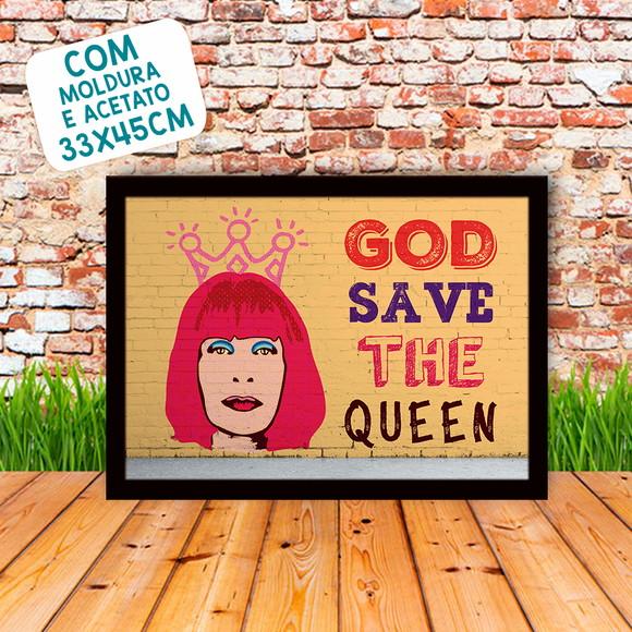 Quadro Pôster A3 c/ Moldura Rita Lee God Save 30x42cm