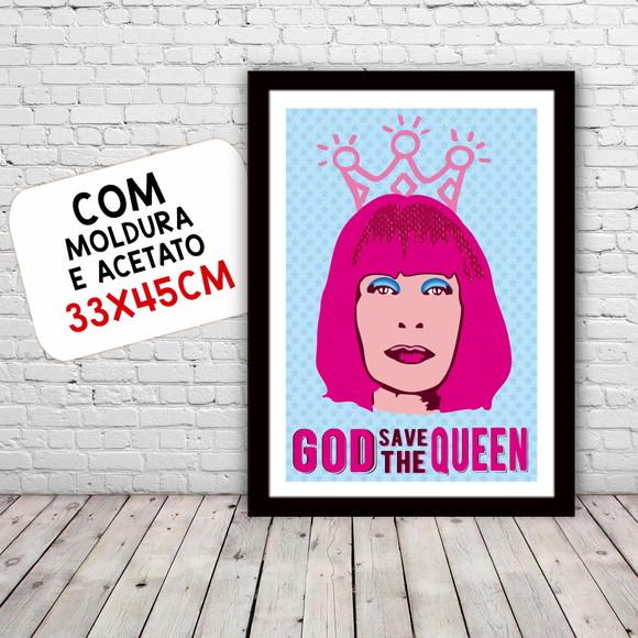 Quadro Pôster A3 c/ Moldura Rita Lee God Save 30x42cm